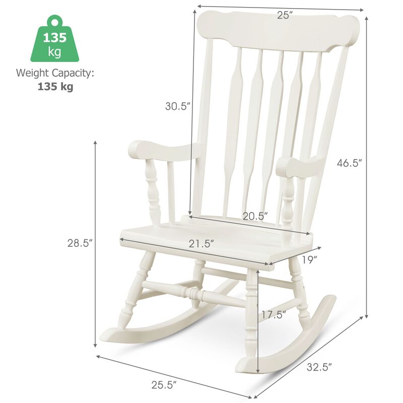 Rocking Chair with Solid Wooden Frame for Garden and Patio, Comfortable Outdoor Seating