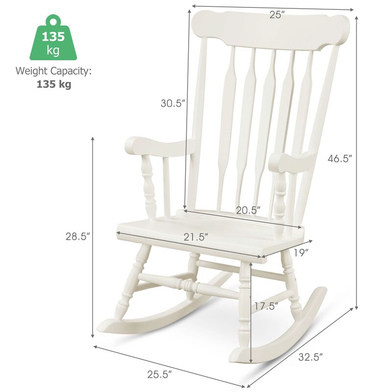 Rocking Chair with Solid Wooden Frame for Garden and Patio