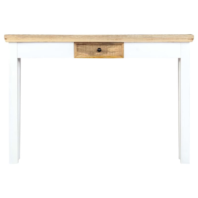 vidaXL Console Table White and Brown 43.3"x13.7"x29.5" Solid Mango Wood