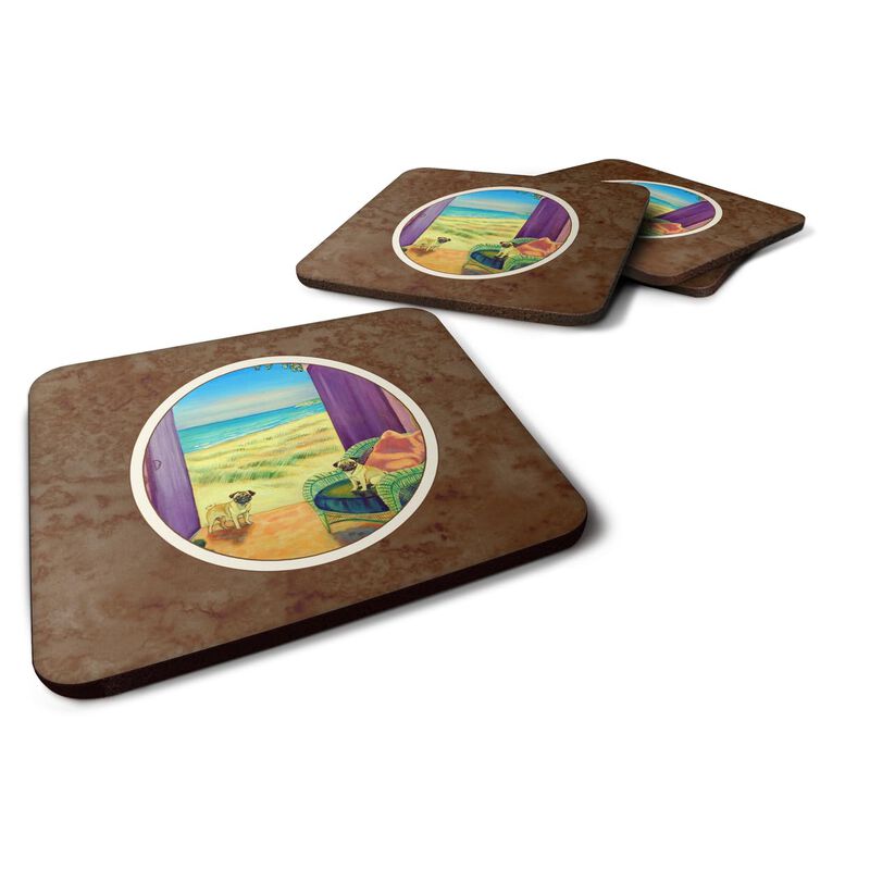 Caroline's Treasures 7183FC Pug Foam Coasters (Set of 4), 3.5, Multicolor image number 0