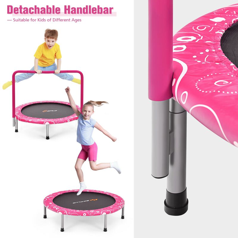 Kids Rebounder Trampoline with Covered Safety Handrail for Exercise and Play image number 6