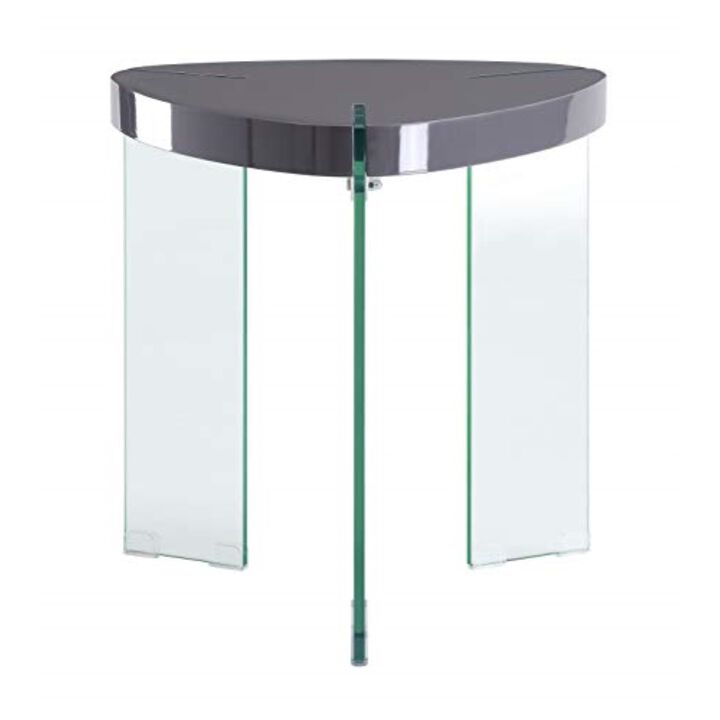 Acme Noland End Table in Gray High Gloss & Clear Glass
