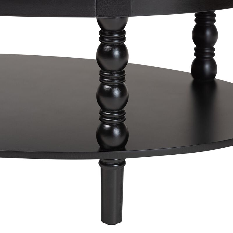 Baxton Studio Malinda Classic Black Wood 1 Drawer Coffee Table with Spindle Legs