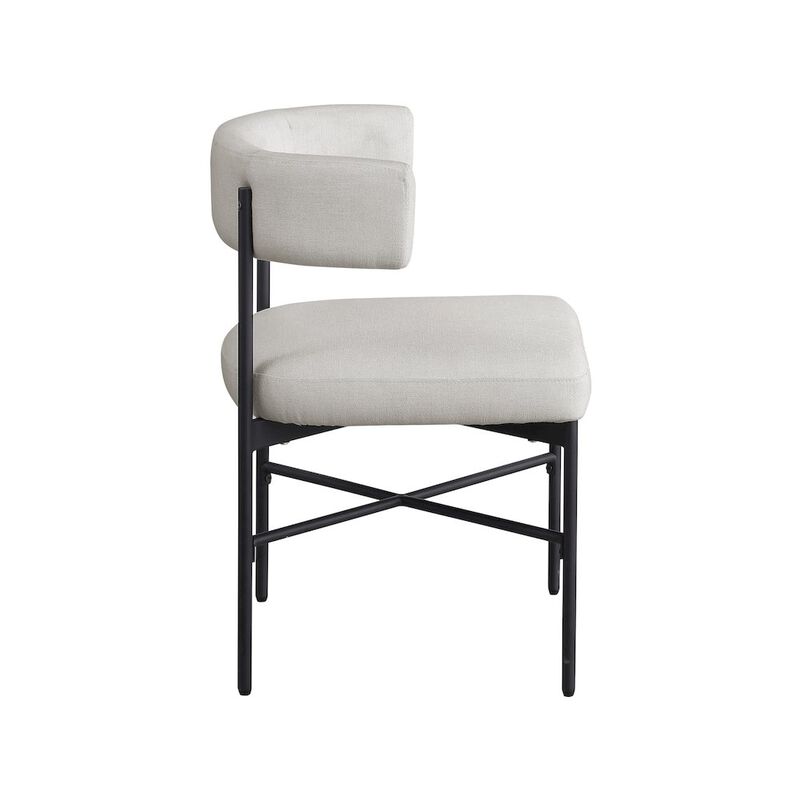 Meridian Furniture Rivage Beige Durable Linen Textured Fabric Dining Chair, Set of 2