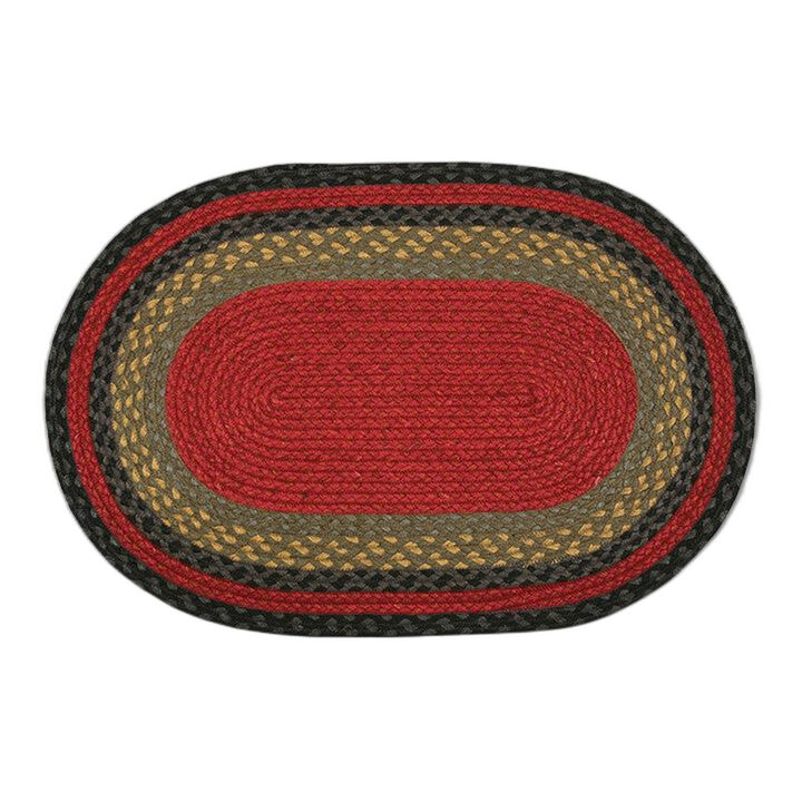 Earth Rugs C-238 Burgundy Olive Charcoal Oval Braided Rug 20 X 30