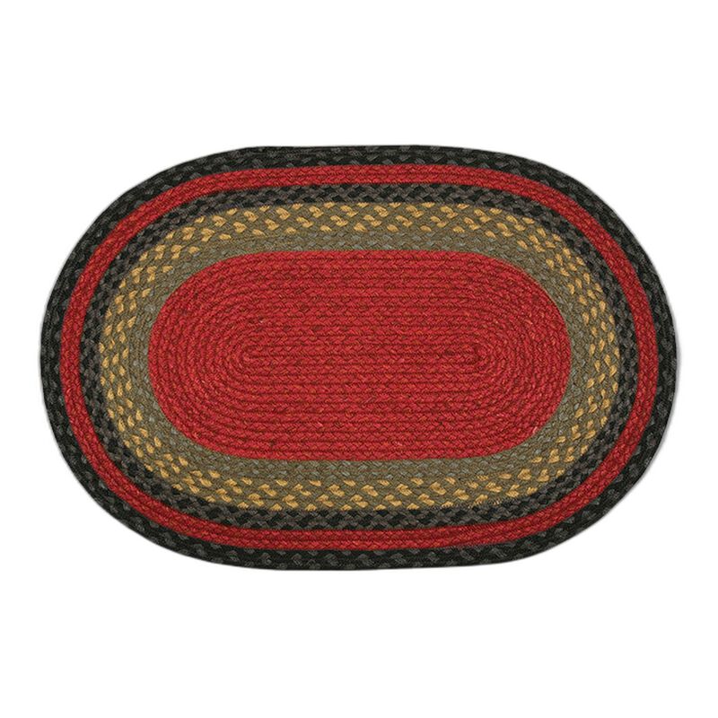 Earth Rugs C-238 Burgundy Olive Charcoal Oval Braided Rug 20 X 30 image number 0