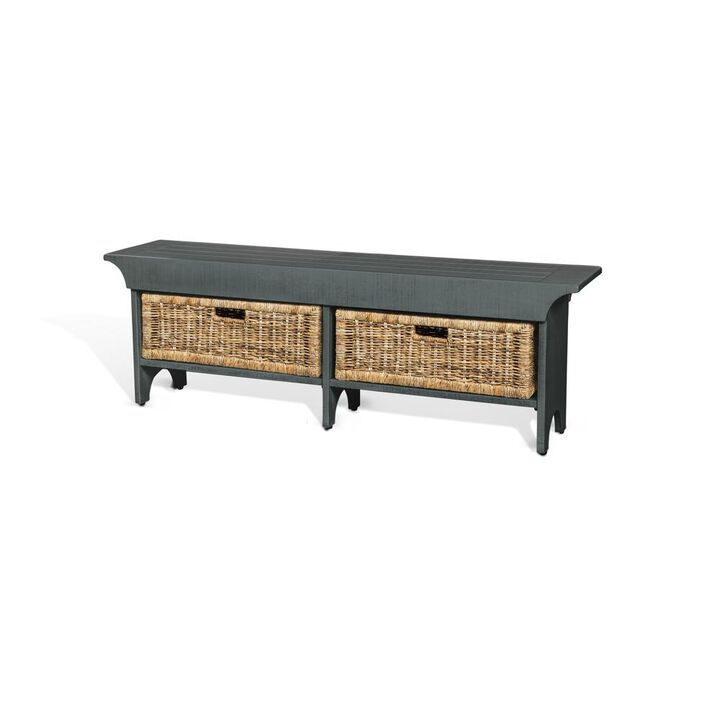 Sunny Designs 55W Bench with Woven Baskets