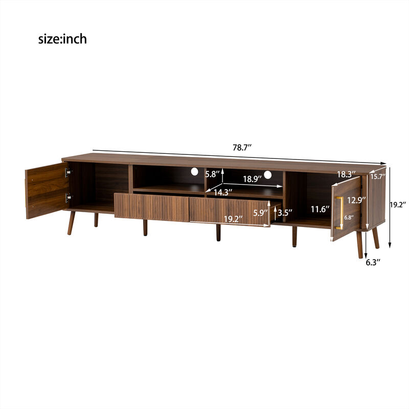 Merax Entertainment Center with Fluted Drawer Fronts, Closed Cabinets & Open Storage image number 3
