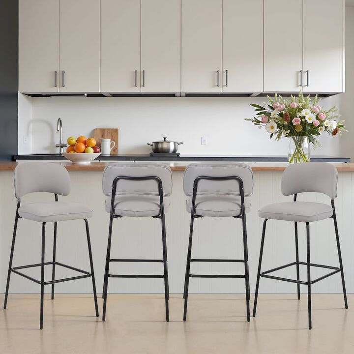 New Classic Furniture Blythe Vegan Leather Bar Chair in Ivory (Set of 4)