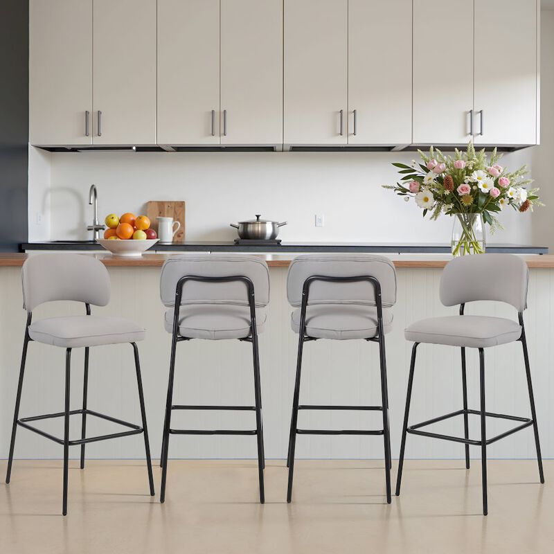 New Classic Furniture Blythe Vegan Leather Bar Chair in Ivory (Set of 4)