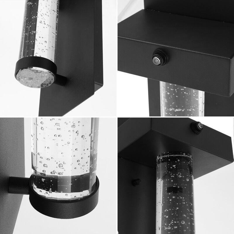 Horizone 1-Light Minimalist Industrial Iron/Seeded Glass with Dusk-to-Dawn Sensor Integrated LED Outdoor Sconce