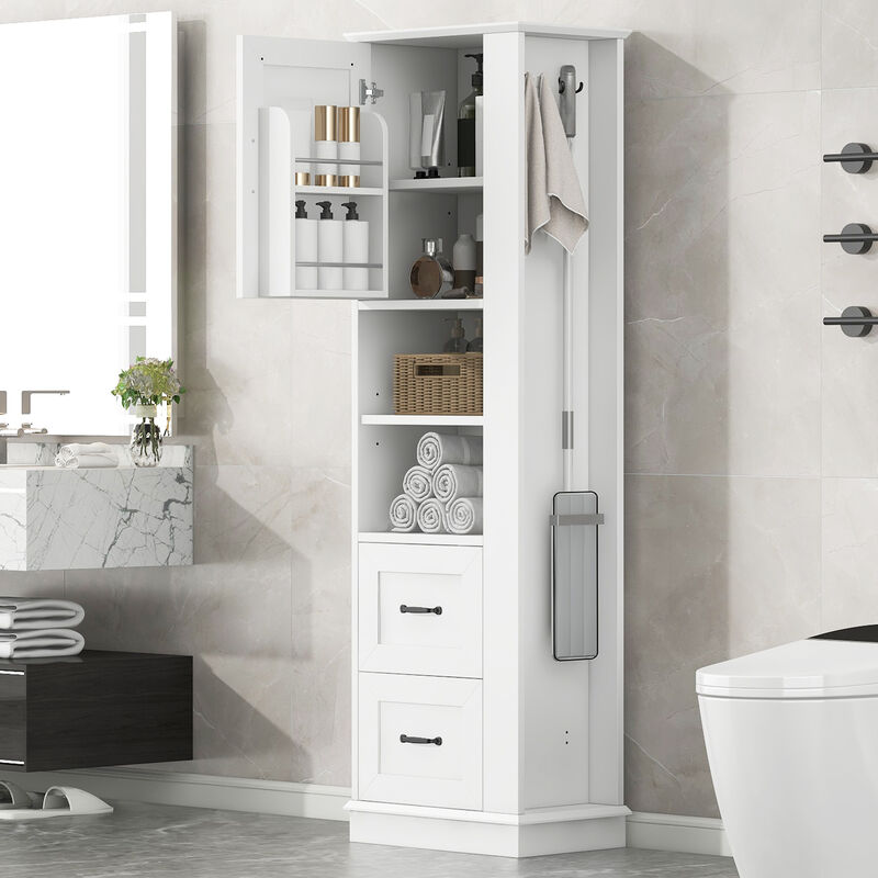 Merax Tall Bathroom Utility Cabinet with Reversible Sides, 2 Adjustable Shelves image number 2