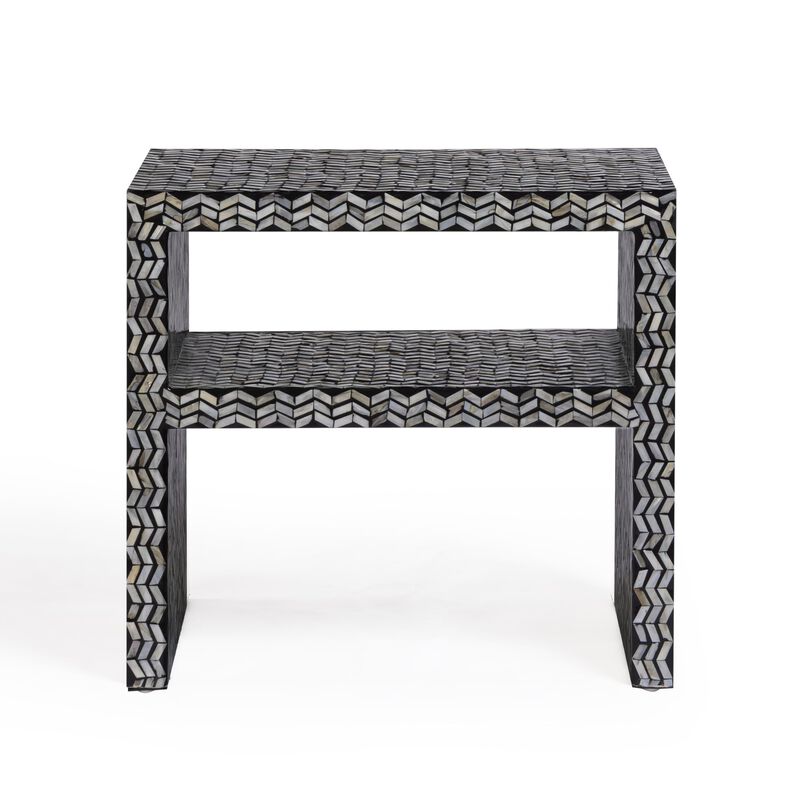Tov Furniture Derry Black Mother of Pearl Nightstand image number 3