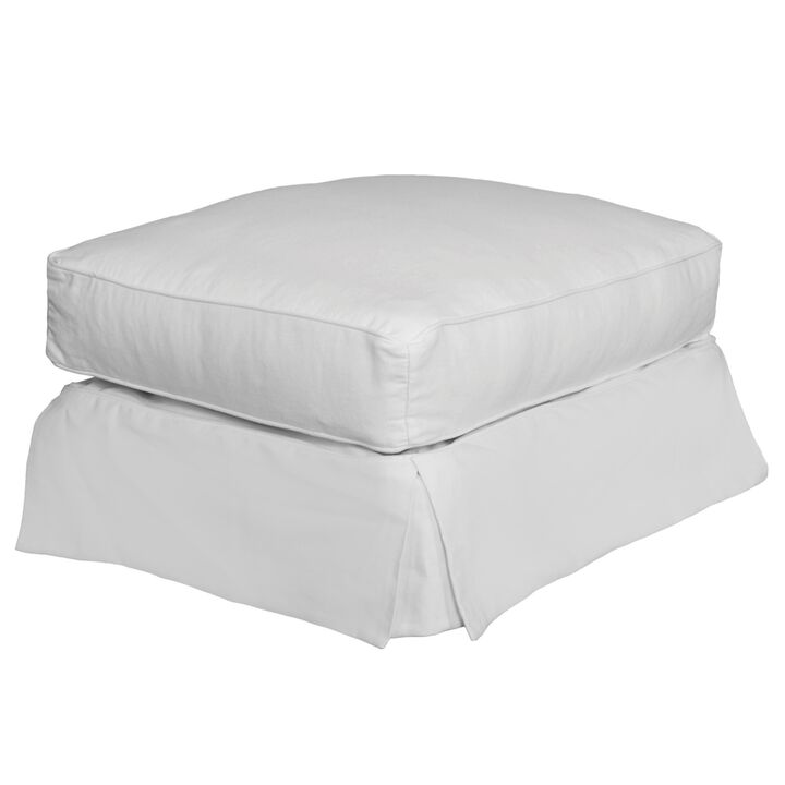 Sunset Trading Horizon Slipcovered Ottoman | Warm White