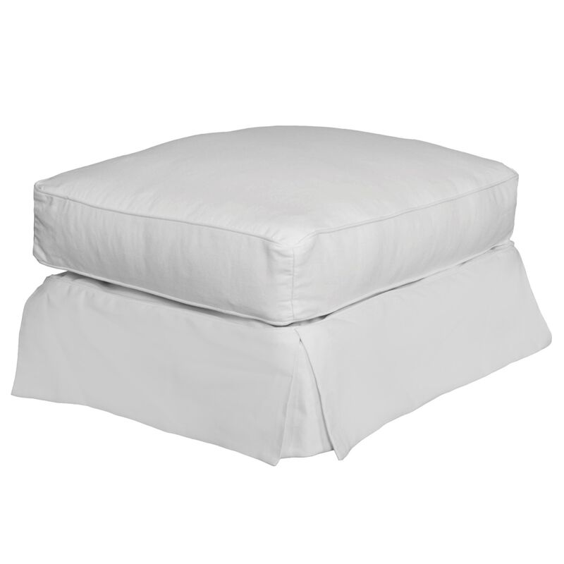 Sunset Trading Horizon Slipcovered Ottoman | Warm White