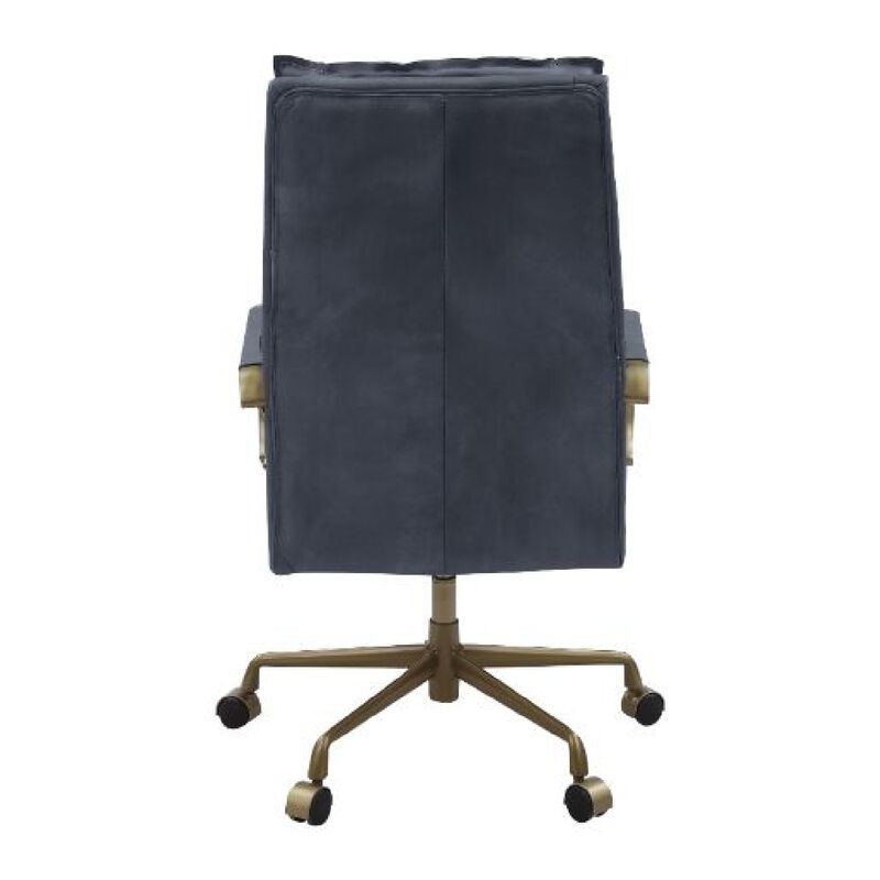 Office Chair with Leatherette Seat and Tufted Details, Gray-Benzara