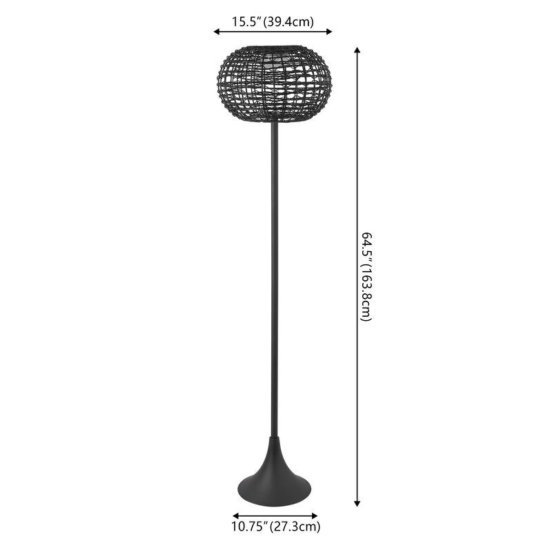 Jaemin 58" Modern Coastal Faux Rattan Integrated Indoor/Outdoor LED Solar Powered Floor Lamp