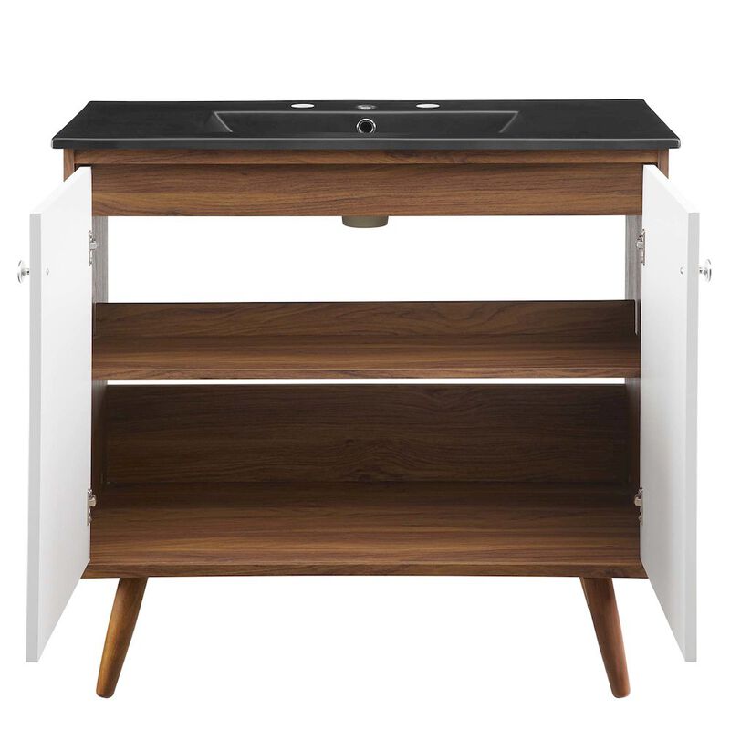 Modway EEI-5394-WAL-BLK Transmit 36" Bathroom Vanity, Walnut Black image number 2