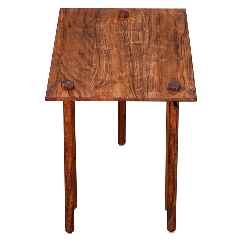 18 Inch Rectangular End Table with Pull Out Extension and Grain Details, Brown-Benzara