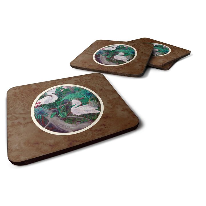 Caroline's Treasures 7142FC Bird-Egret Foam Coasters (Set of 4), 3.5, Multicolor