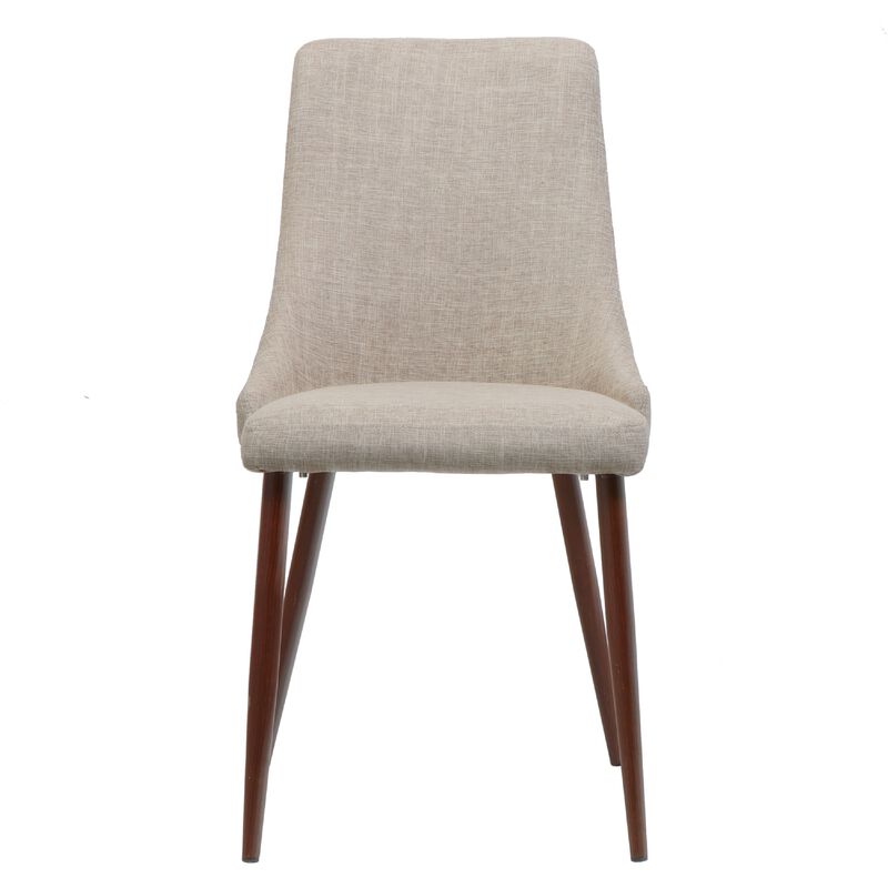 Dining Side Chair Set of 2, Wheat Brown Fabric, Tapered Iron Legs image number 2