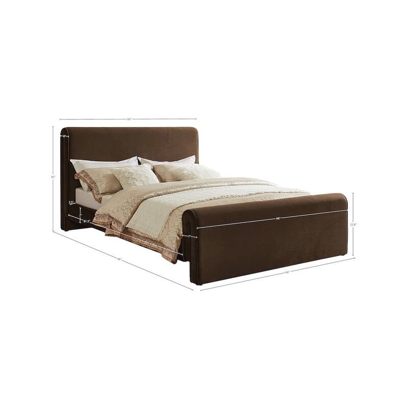 Meridian Furniture Sloan Brown Velvet Queen Bed