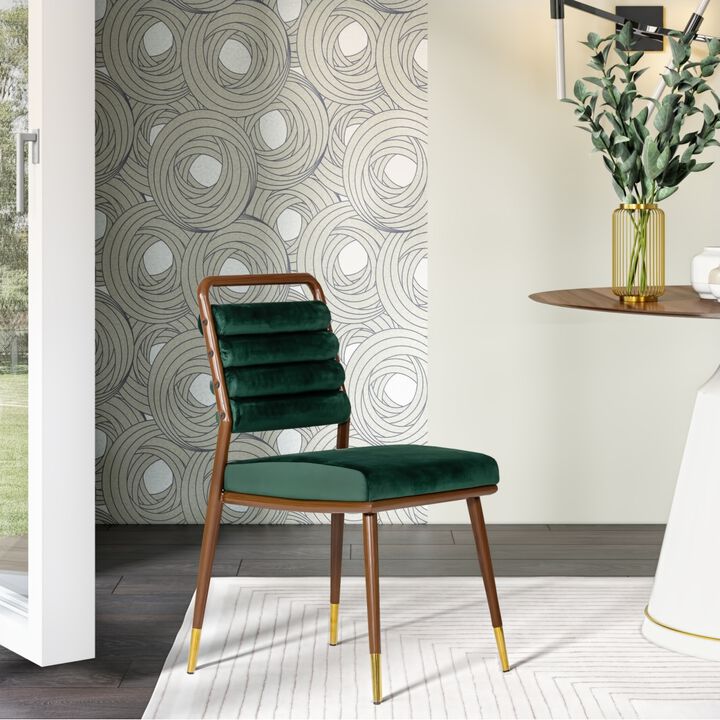 Biscay Modern Dark Green & Walnut Steel Dining Chair