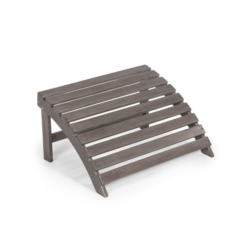 Saranac 2-Piece Traditional Rustic Acacia Wood Adirondack Chair with Detachable Ottoman