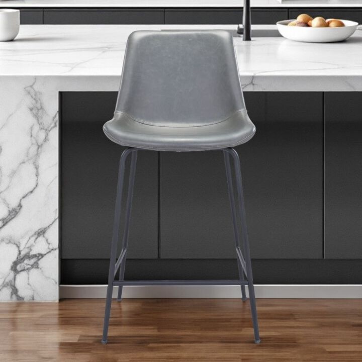 Hivvago 26 Inch Gray And Black Steel Low Back Counter Height Bar Chair