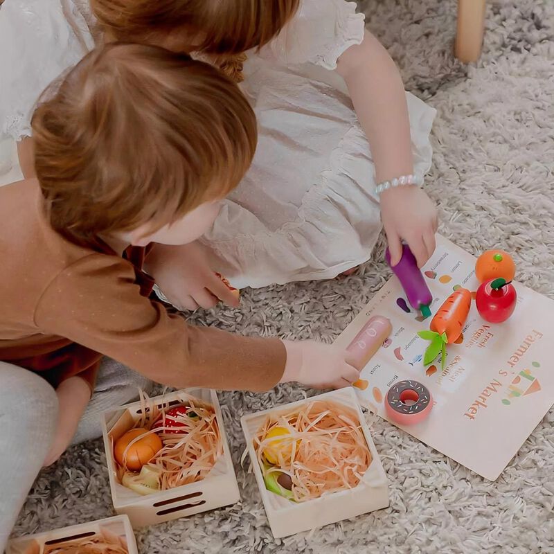 Wooden Food for Play Kitchen & Wooden Rack image number 4