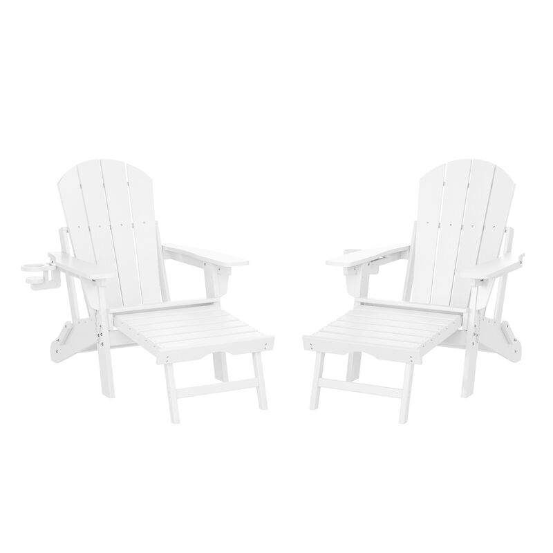 WestinTrends Folding Adjustable Adirondack Chair with Retractable Ottoman and Cup Holder (Set of 2) image number 0