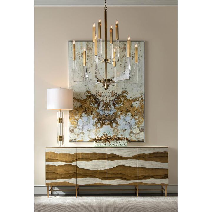 Acrylic And Brass Ten-Light Chandelier