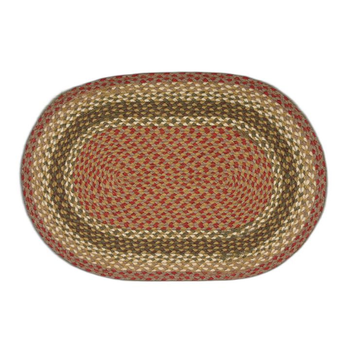Earth Rugs C-24 Olive Burgundy Gray Oval Braided Rug 2 Feet X 8 Feet