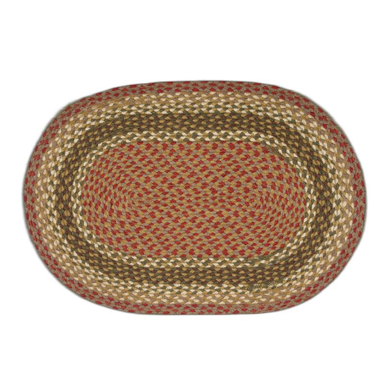 Earth Rugs C-24 Olive Burgundy Gray Oval Braided Rug 2 Feet X 8 Feet image number 0