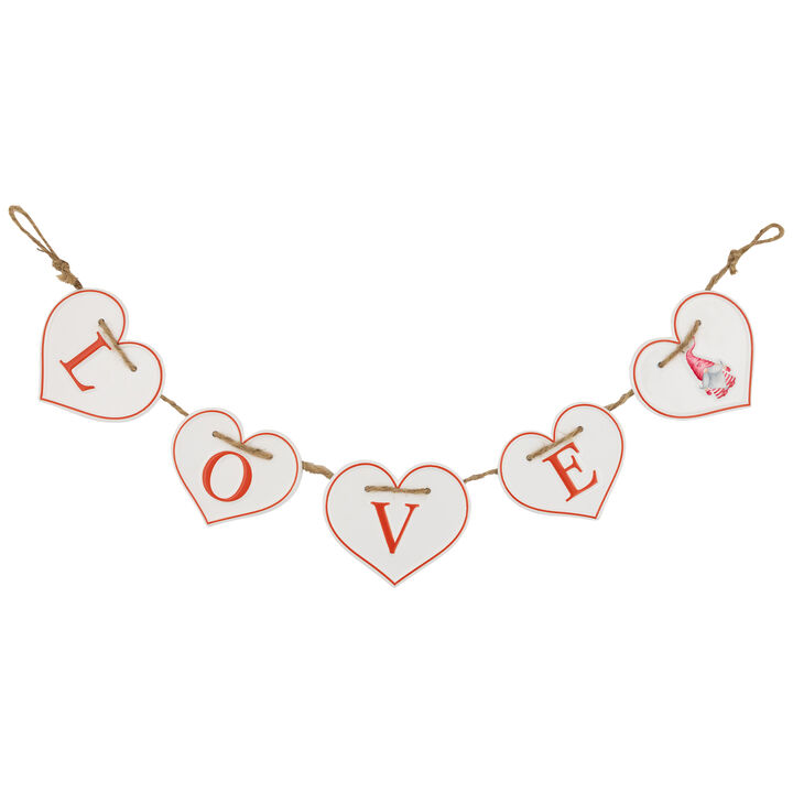 Hearts "LOVE" Valentine's Day Metal Banner - 32" - White and Red
