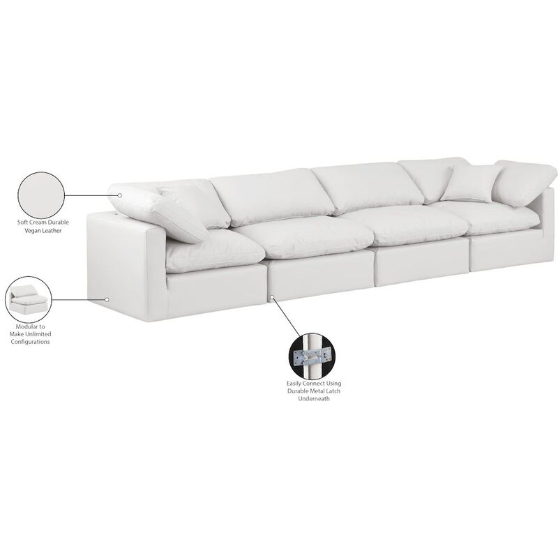 Meridian Furniture Indulge Cream Vegan Leather Modular Sofa