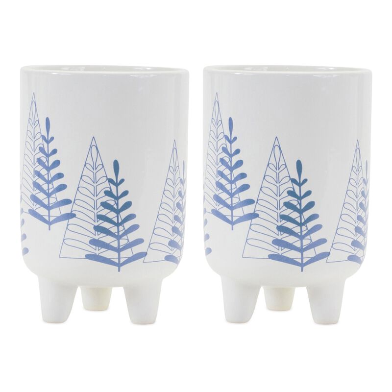 Modern Pine Tree Planter with Legs for Stylish Indoor and Outdoor D&eacute;cor (Set of 2)