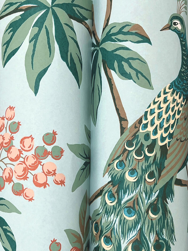 Peacock Estate Blue Wallpaper (Set of 2) image number 1