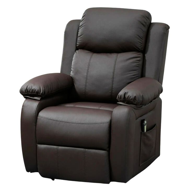 Brown Senior Relaxation: PU Leather Power Lift Chair with Remote