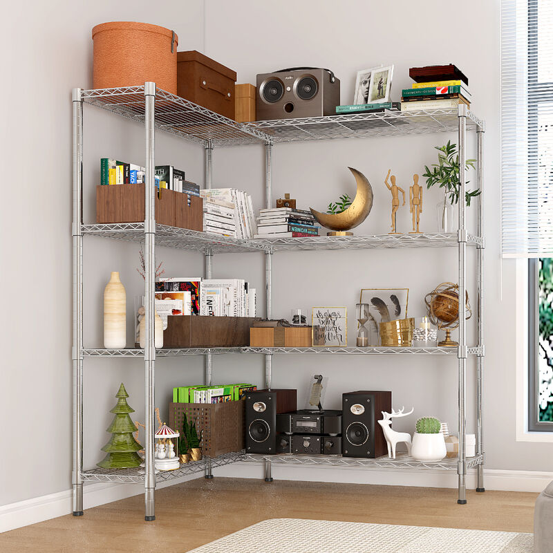 4-Tier Adjustable Wire Shelving Unit, Heavy-Duty Metal Storage Rack for Garage or Pantry