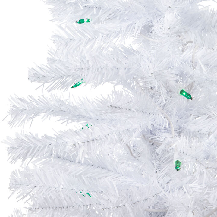 3' Pre-Lit Woodbury White Pine Slim Artificial Christmas Tree  Green Lights