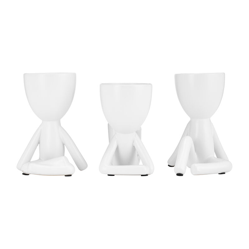 S/3 8" Sitting Humans, White image number 0