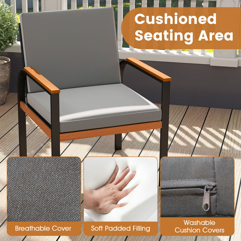 Grey 3-Piece Patio Conversation Set with Chairs and Coffee Table image number 5