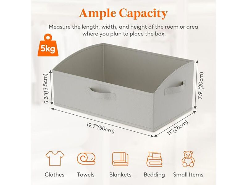 6 Pack Trapezoid Closet Storage Bins Foldable Shelf Organizer Gray Boxes image number 2