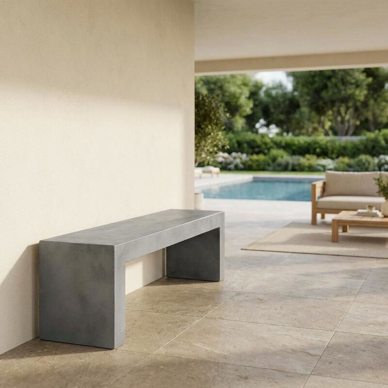 Outdoor Escape Concrete Outdoor Bench, Contemporary Garden Bench for Patio and Backyard image number 5