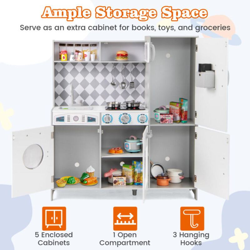 Hivvago Pretend Play Kitchen for Kids Aged 3+ with Real Sounds and Lights