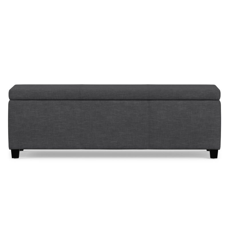 Avalon 48 inch Wide Contemporary Rectangle Storage Ottoman Bench in Slate Grey Linen Look Fabric, Assembled image number 6