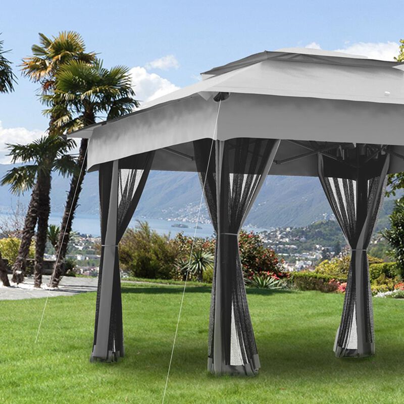 Hivvago Outdoor 11x11 Canopy Gazebo with Mesh Netting and Carry Bag image number 7