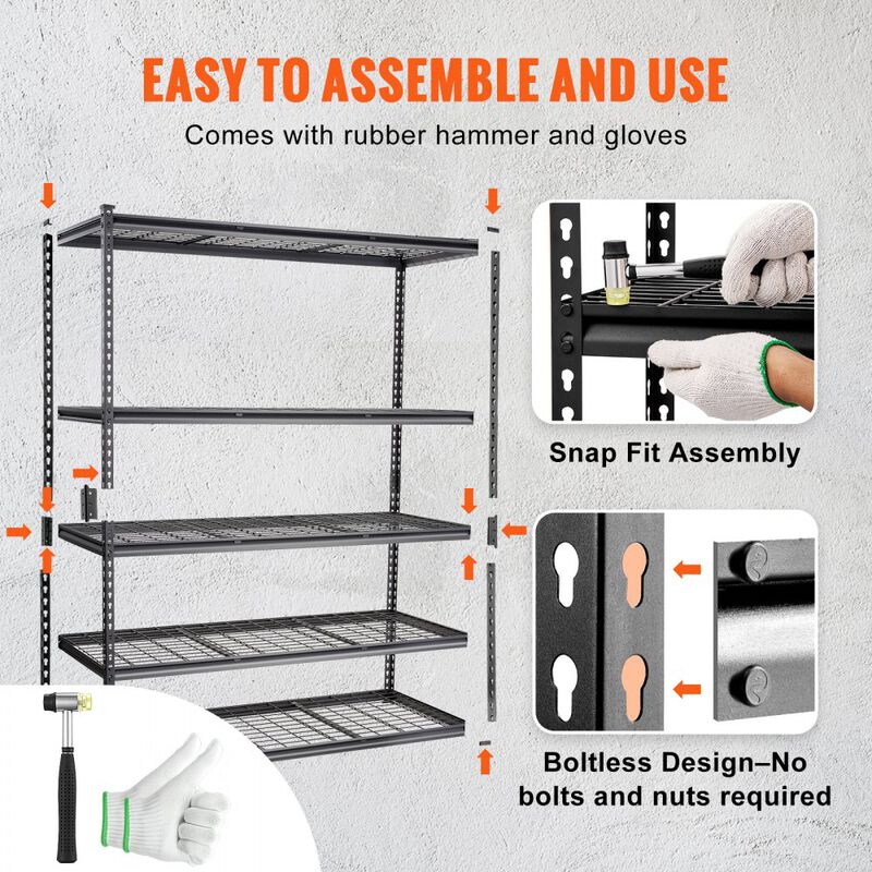 5 Tier Adjustable Metal Storage Shelves 2000 Lbs Garage Pantry Organizer image number 3