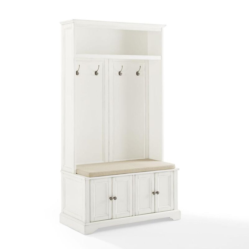Crosley Furniture Holbrook Hall Tree Distressed White/Oatmeal